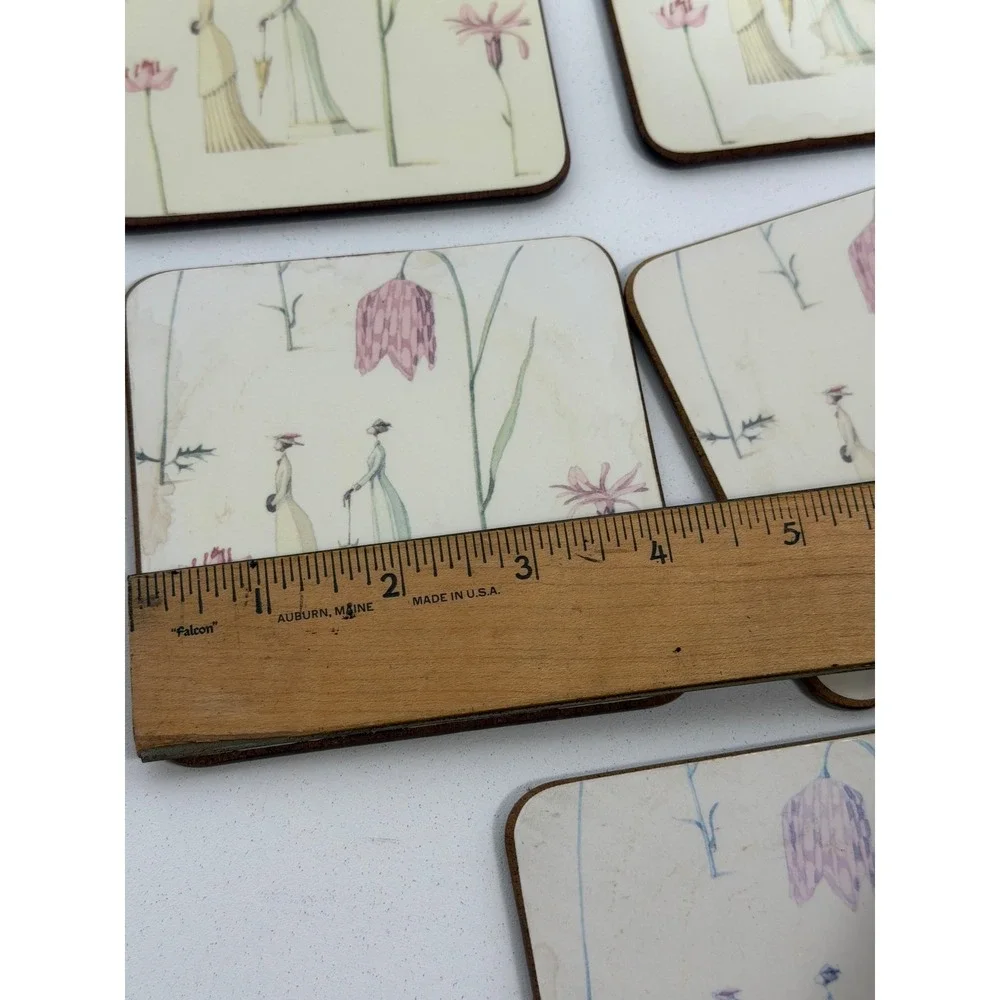 Portmeirion Up the Garden Path Square Coasters Cork Backed Deluxe Range Set of 5